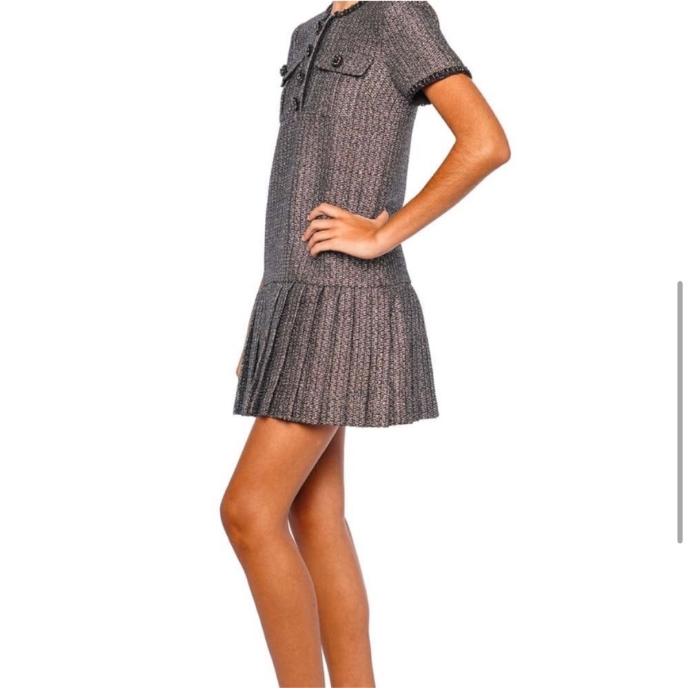 Self-Portrait Gray Pleated Sheath Mini Dress - Picture 6 of 16